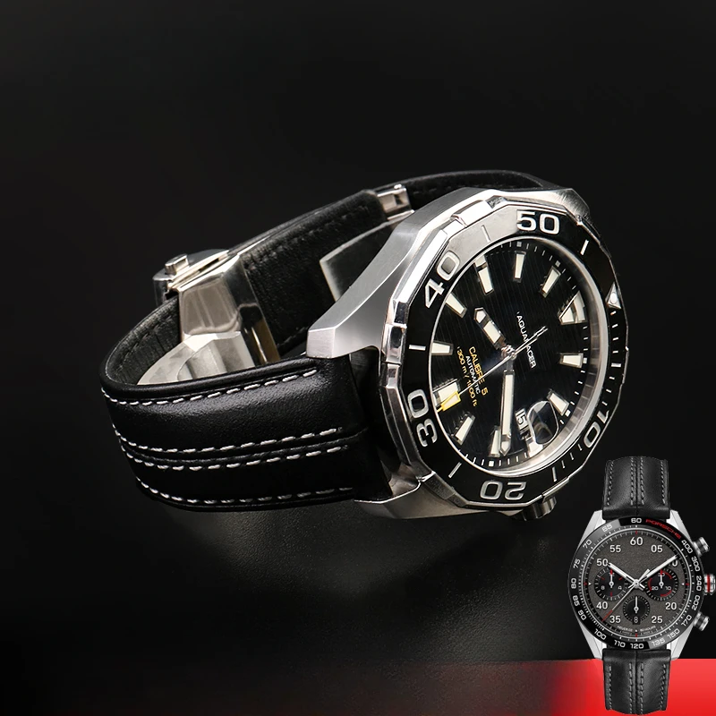 Per Tag Heuer Serie Calila Porsche Co-Branded Men Vacchetta Double Press Fold Buckle Watch Strap 22Mm Accessori Anti-Allergia