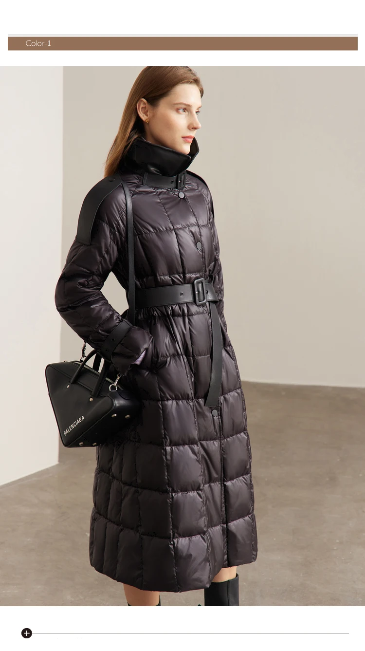AMII Minimalism Down Jacket Women 2022 Winter New Commuter Fashion Belt Design Solid Warm Antistatic Long Clothing Tops 12241180