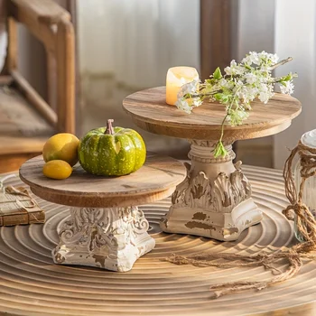 French Pedestal Plate Wooden Tray 1