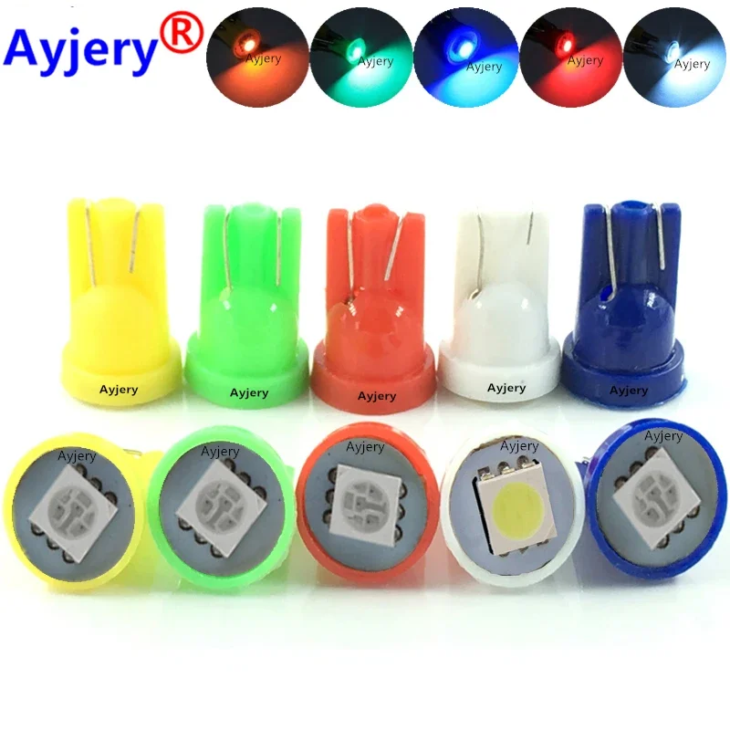 

AYJERY 100 PCS 12V DC 194 168 W5W T10 Led 5050 1 SMD LED Light Bulb Dashboard Clearance Light Wedge Lamp White Car Lights