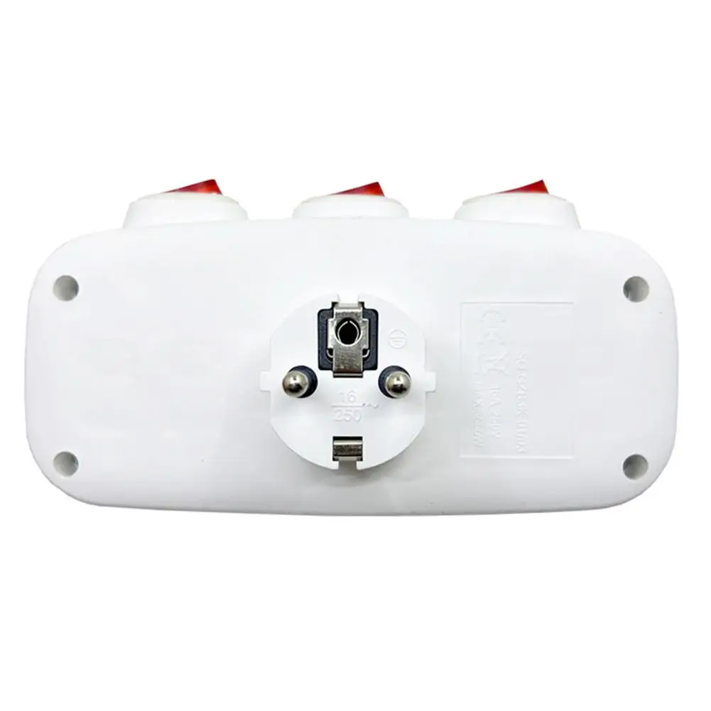 Description Picture 6 of itemEU Extension Socket Outlet With Switch ON/OFF Electrical Plug European Standard German Power Converter Plug Adapter 16A 250V EU