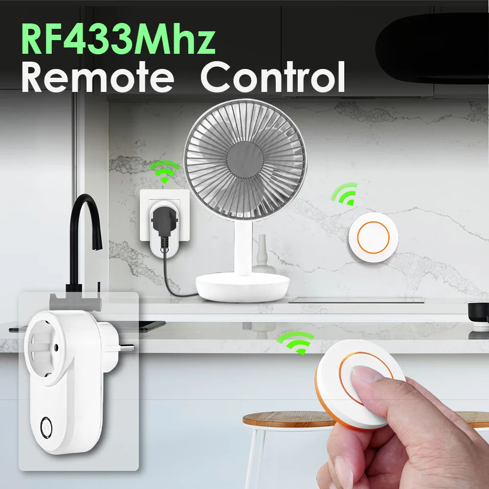 AC 220V 15A 무선 원격 제어 전기 소켓 스위치 433mhz Rf 콘센트 EU 플러그 라운드 송신기, LED 가전 제품