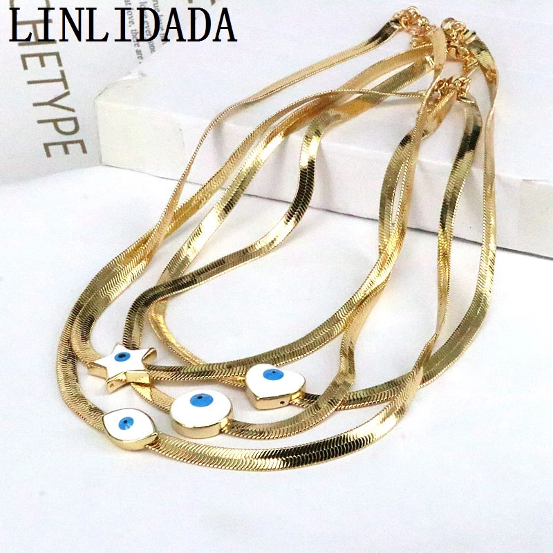 

Ожерелье из плоской змеиной цепи с эмалью, 6 шт.