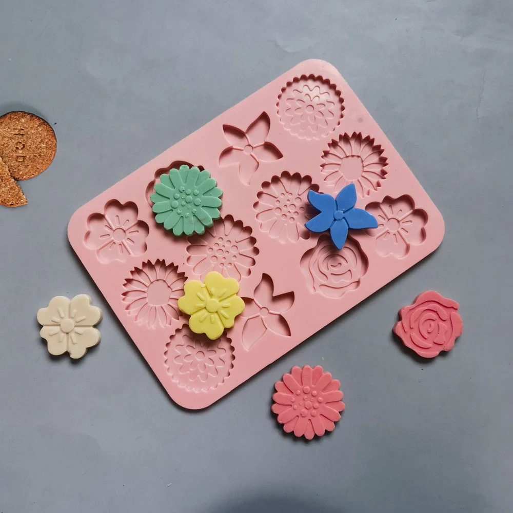 

New form Flower Silicone Chocolate Molds DIY Pudding Ice Baking Tools Biscuit Pastry Dessert Fondant Candle Cake Mold