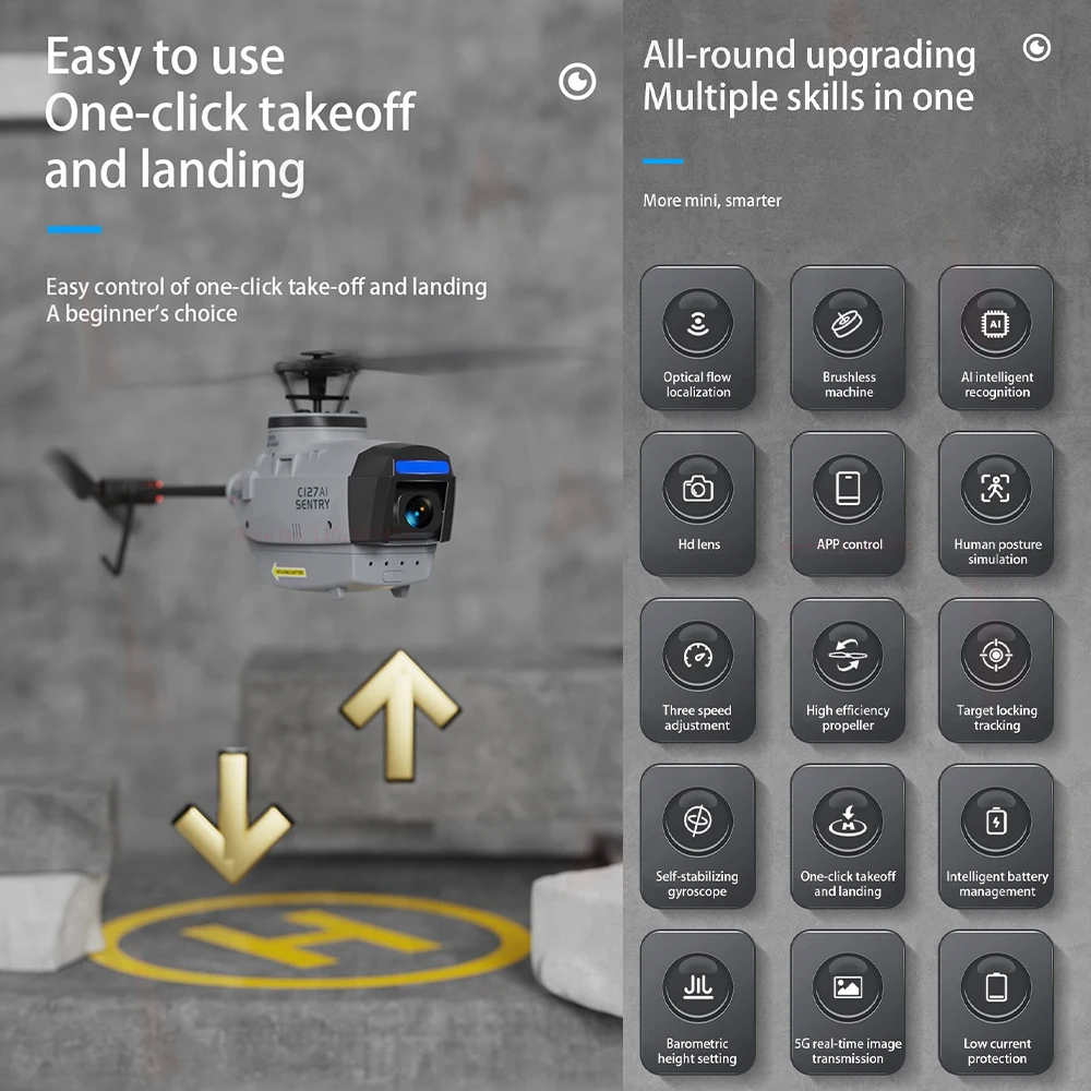 C127ai-ヘリコプターc127 c128 pro,wifi付きrcヘリコプター,fpv,4ch 6