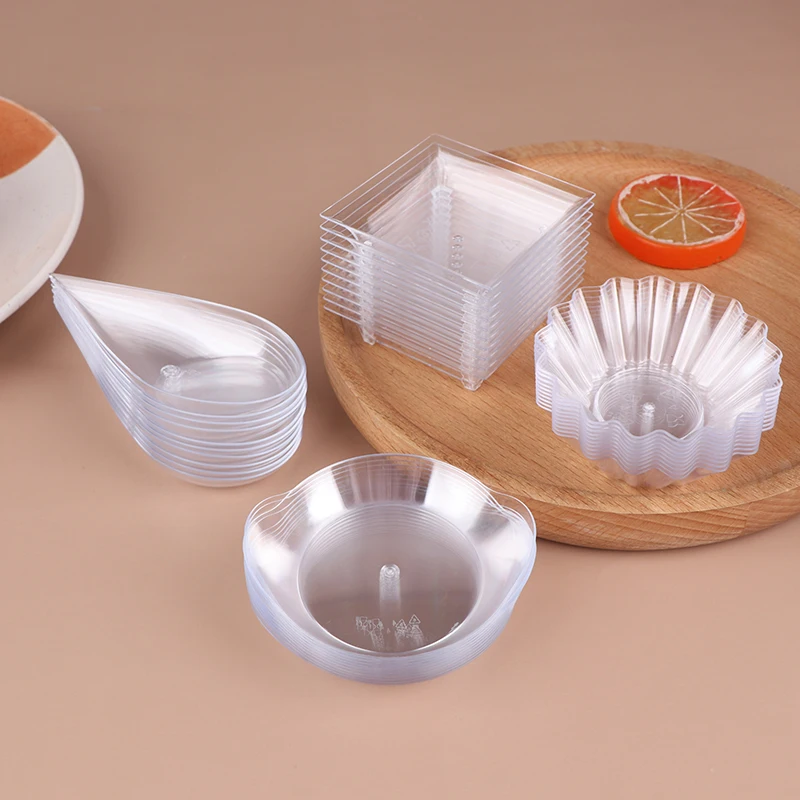 10Pcs Transparent Mini Appetizer Plates Ice Cream Cup Plastic Fruit Candy Cake Jelly Yogurt Mousse Dessert Container cake baking tools Pastry Tool