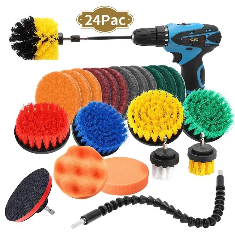 35Pcs Car Cleaning Kit Interior Detailing Wash Brushes Drill Engine Wheel  Clean