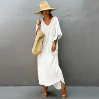 Plus Size Womens Caftan Plus Size Kaftans Casual V Neck Caftans Long Soft Beach Maxi Dress for Summer - Image 4