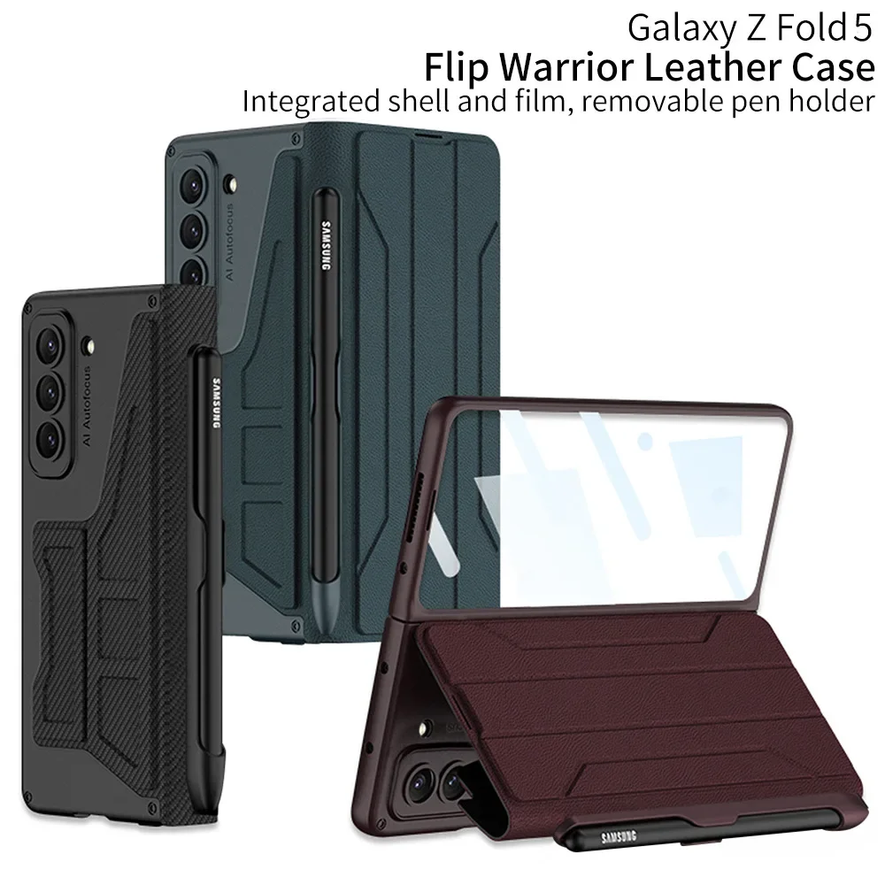 

Wallet Card Holder Leather Case for Samsung Galaxy Z Fold5 Fold 5 4 Cases ZFold4 Fold5 Case with Pen Slot And Glass Film Stand