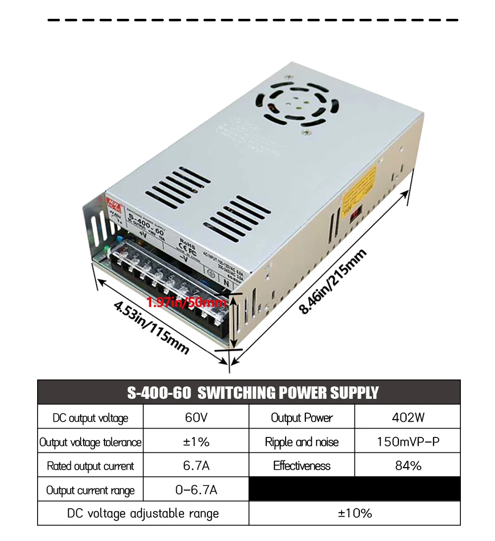 Description Picture 6 of itemSales Nema34 Close Loop Stepper Motor Kit 4.5 8.512Nm Powerful DC Engines +Driver HBS86H + AC 100-120V,200-240V Power Supply