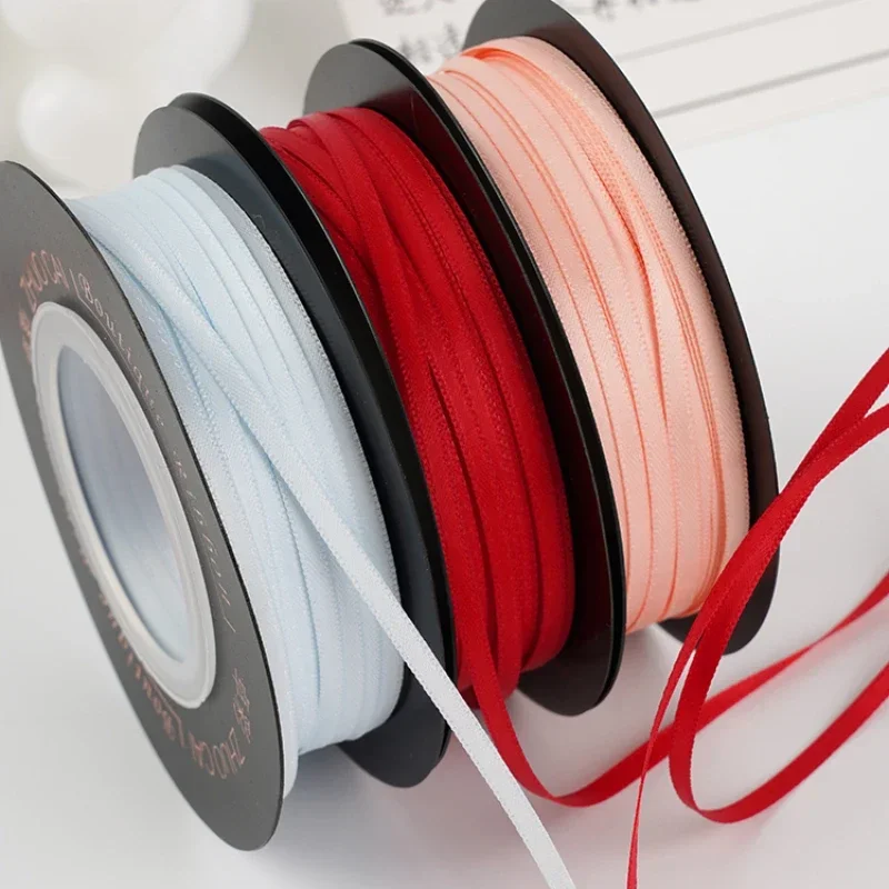 50yards/roll 1/8" 3mm Double Face Silk Satin Ribbon Polyester Tapes Both Sides Handmade Diy Glossy Bows Christmas Decoration