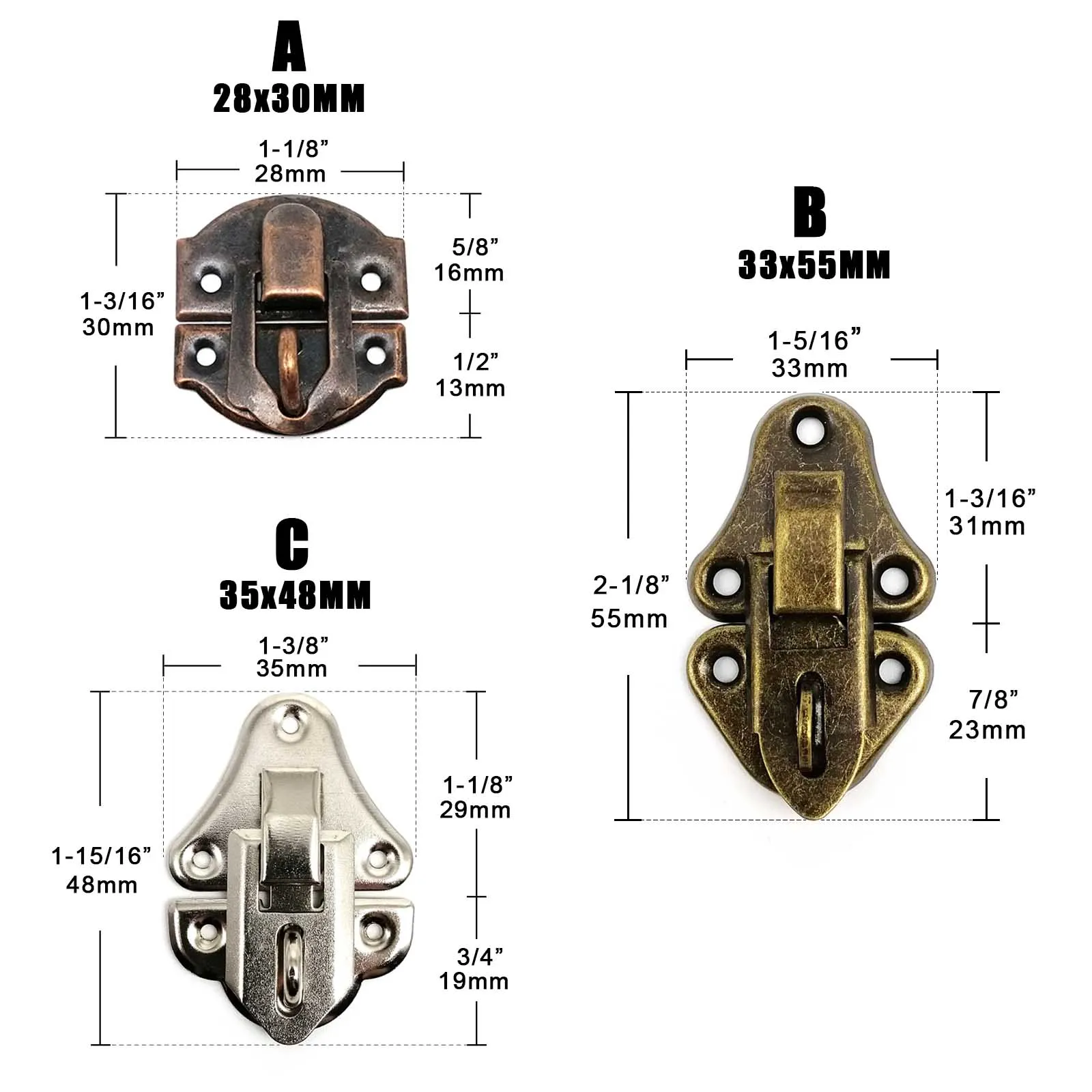 Serratura Per Scatole In Lega Di Zinco - 40x25 Mm, Con Chiave E Viti