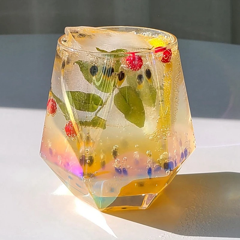 300ml Glass Hexagonal Transparent Water Glass Milk Juice Beverage Cup Foreign Wine Cup for Kitchen Home Cups Mug