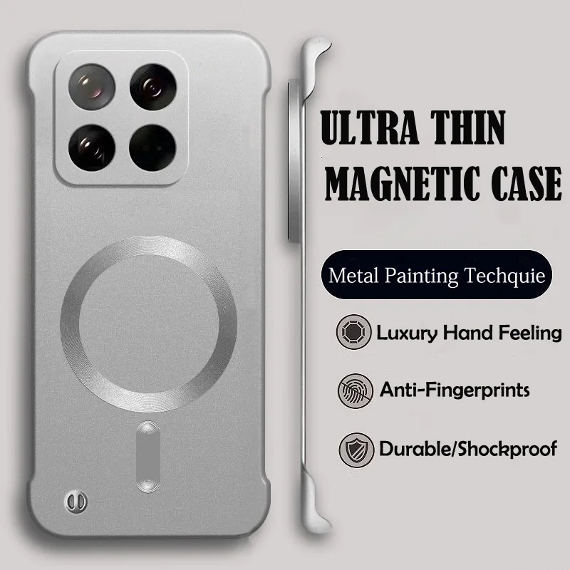 Luxury MagSafe Wireless Charging Phone Case with Magnetic Bumper and Hard PC Protective Cover