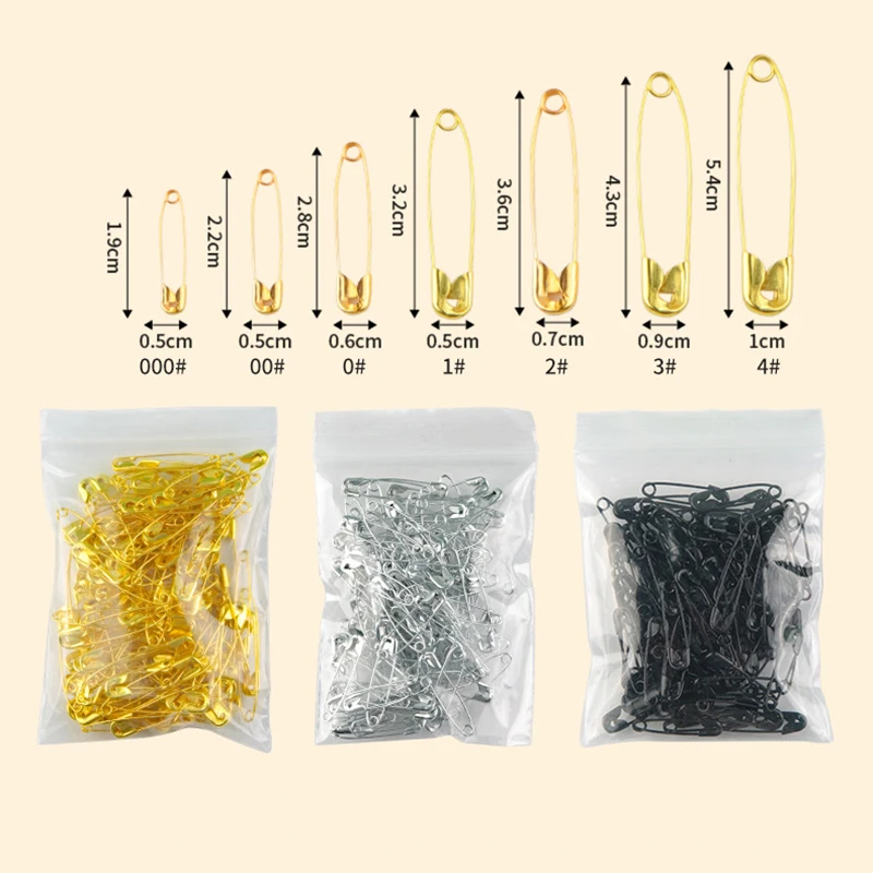 Description Picture 3 of item100Pcs High Quality Safety Pins Paper Clip DIY Sewing Tools Gold Silver Metal Needles Large Safety Pin Brooch Accessories