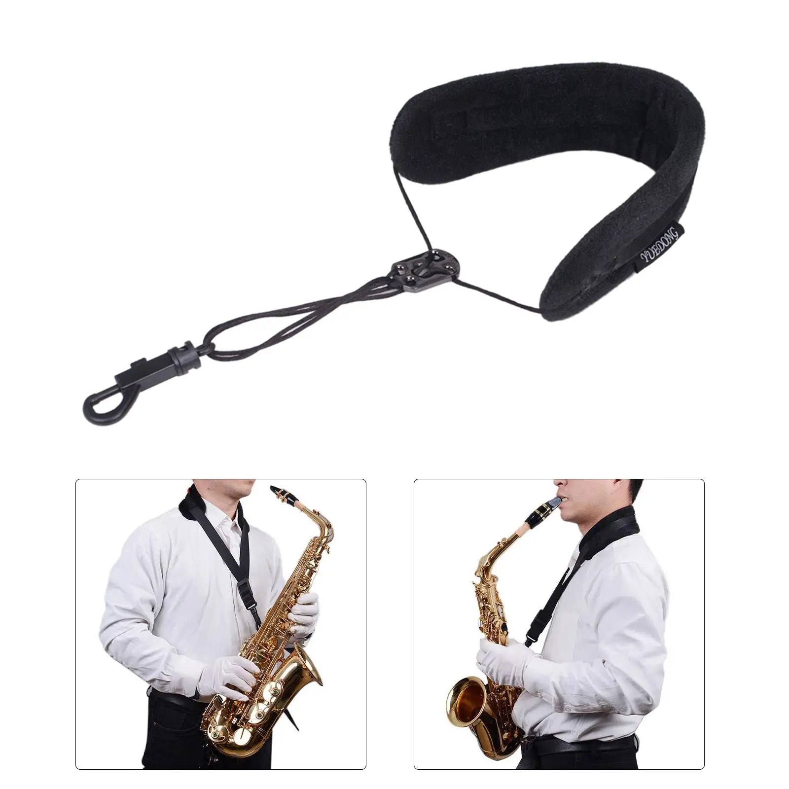 Soft Saxophone Neck Strap with Metal Snap Adjustable Length Clarinet Neck Strap