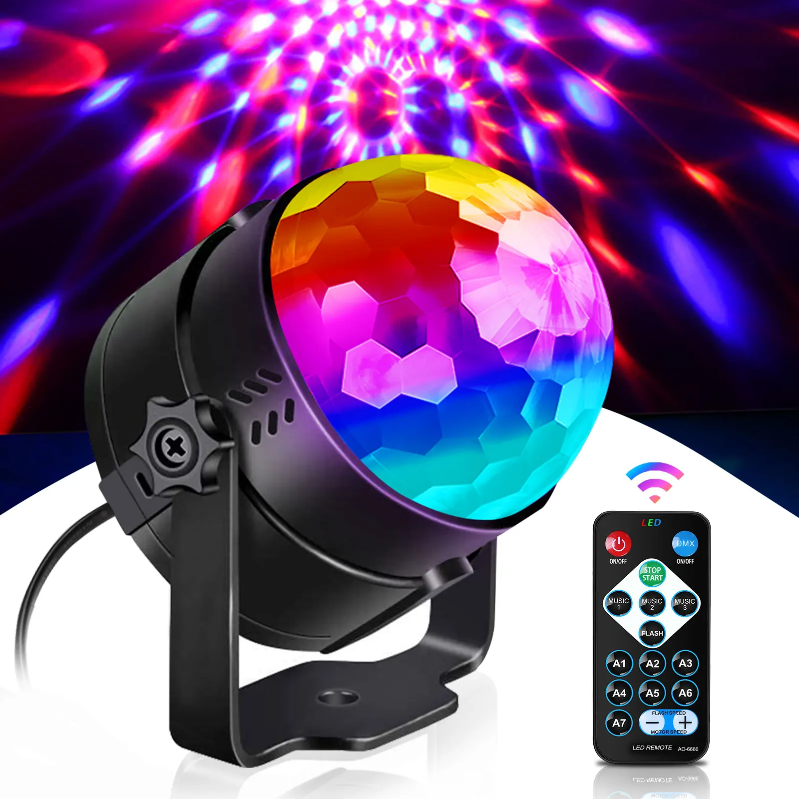 UV 3 LEDs Magic Ball Light HOLDLAMP Stage Effect Lighting with Remote Controller Auto Sound Control for DJ Show Concert Party