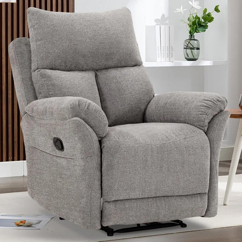 Swivel Rocker Recliner Chair, Manual Fabric Glider Nursery Recliner Chair, Single Rocking Modern Sofa Home Theater Seating