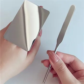 1set Stainless Steel Makeup Foundation Shovel Cosmetic Ring Palette Color Bar Mask Scraper Change Beauty Makeup Tools
