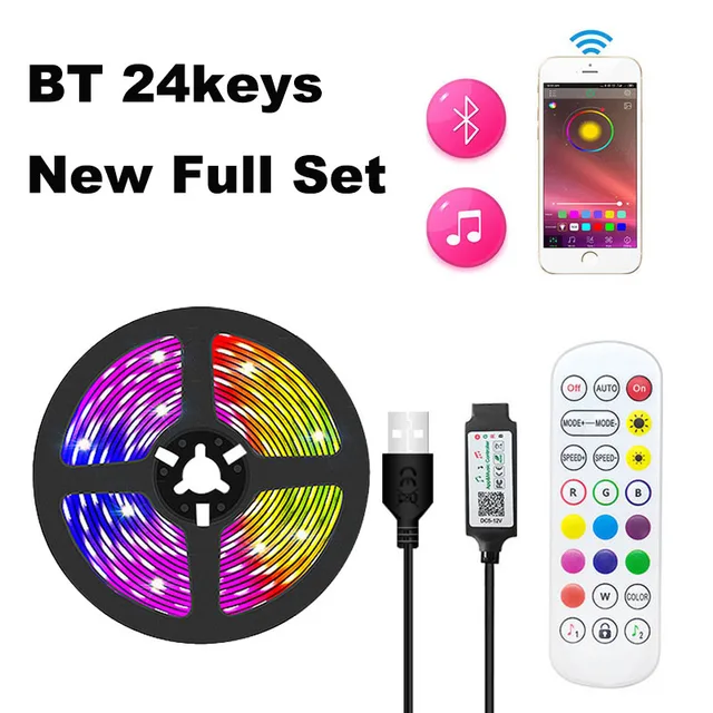 Bluetooth RGB Led Strip Light 5050 Luces LED String USB Tape Diode Ribbon For Room TV Backlight Neon Lamp christmas lighting BT 24k New