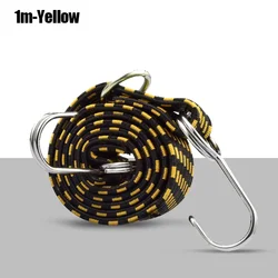 Elastic Rubber Luggage Tie - Down Strap with Hooks for Motorcycles and Bicycles (1 meter Yellow)