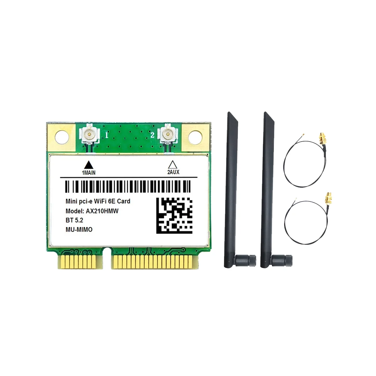 Ax210Hmw Wifi Card + 2Xantenna Wifi 6E Mini Pci-E Ax210 802.11Ax/Ac 2.4G/5G/6Ghz Bt5.2 Adattatore Wireless Per Laptop