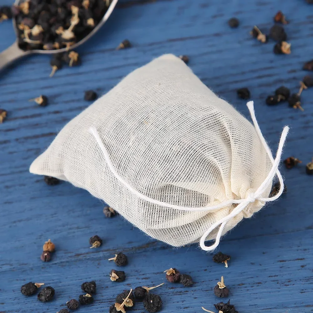 20pcs/Lot Tea Bags Cotton Gauze Tea Filter Bags for Spice Infuser with String Heal Seal Disposable Teabags Empty Bag