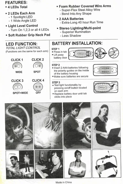 Lampe de livre pliable ZK50, lampe de spéléologie réglable, course et  lecture, lampe de cou, perles