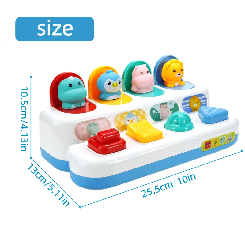 Baby Toys 6 18 Months Pop Up Activity Animals Toy Hide and Seek Game Fine Motor Skill Hand-eye Coordination Interactive Kids Toy 6