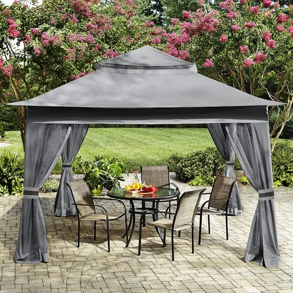 

Patio Gazebo Outdoor Pop-Up Gazebo with Mesh Walls (13x13), Outdoor Canopy, Sunshade Tent, Suitable for Gardens and Courtyards
