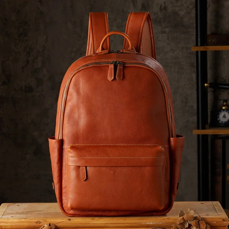 

Original Handmade Cowhide Backpack Retro Genuine Leather Knapsack Large Capacity Rucksack For Men Casual Cowskin Shoulder Bag