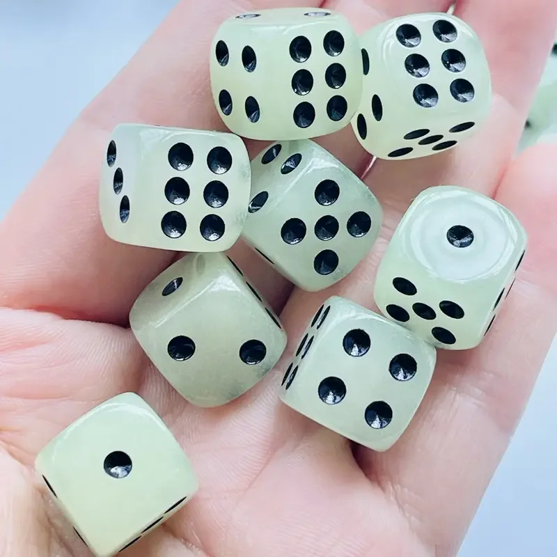 10pcs/set Luminous Dice 16mm Circular Black Dot Dice Nightclub Bar KTV Boutique Entertainment Luminous Dice Set