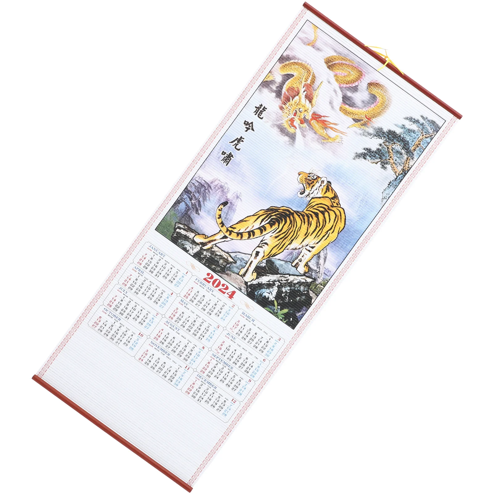 

Chinese Calendar Imitation Bamboo Hanging Wall Paper Dragon Year New Monthly Office Traditional Scroll Hanging Calendar