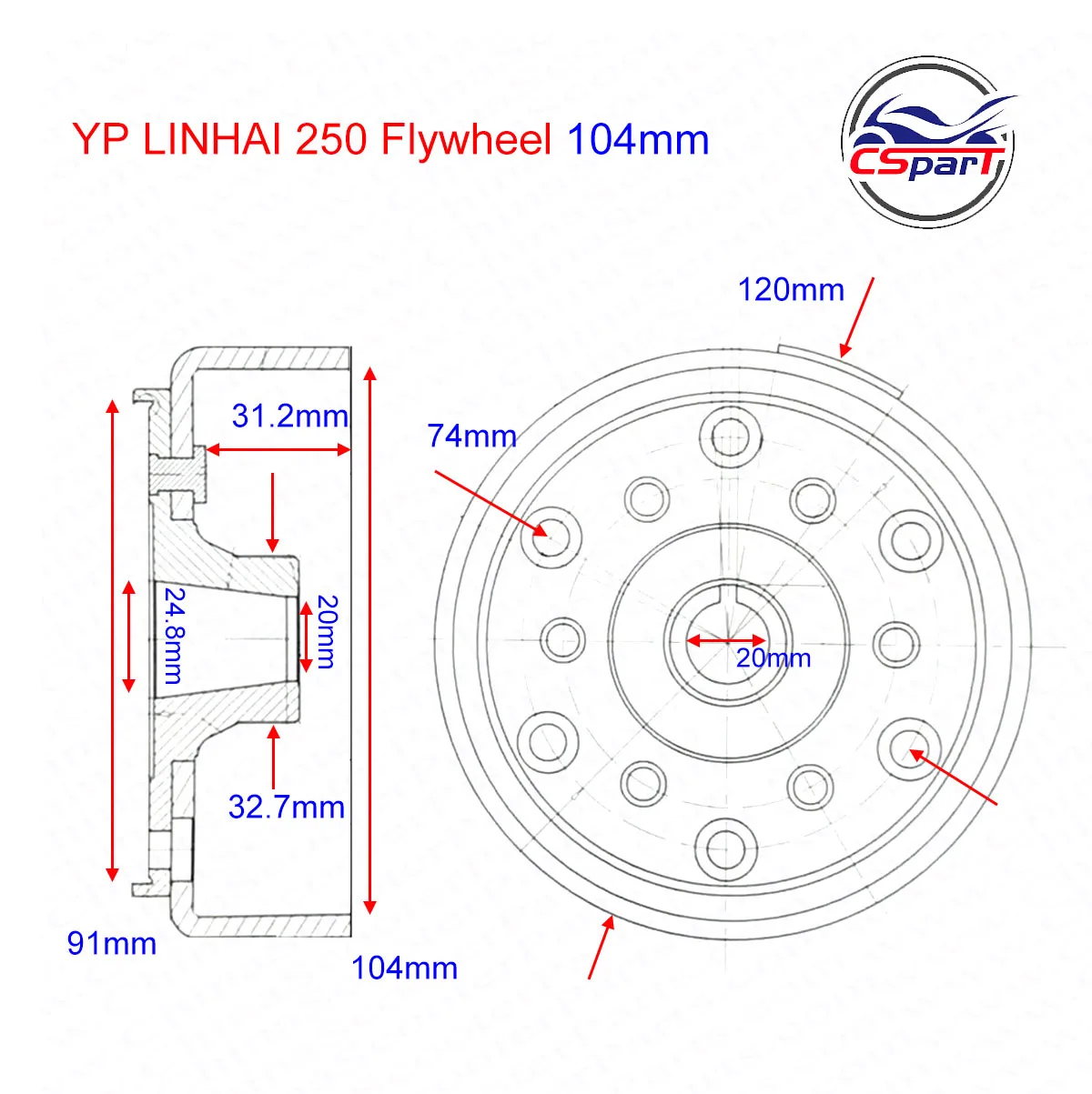 LINHAI Buyang MAJESTY YP250 250 260 300 ATV квадроцикл с магнитным колпачком, 104 мм 95 мм (art.: 3a364e652fe) - 3a364e652fe