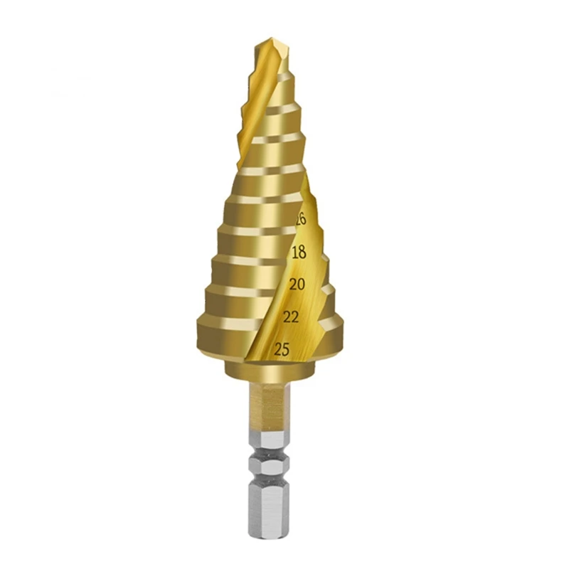 

6-25mm Pagoda-Shaped Step Cone Drill Bit Spiral Shank HSS for Titanium Coated for Sharp Metal Drilling for Metalworking