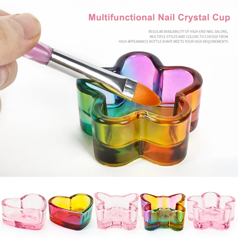 1 stücke Nagel Kristall Glas Dappen Dish Acryl Pulver Flüssigkeit Halter Container Runde Form Nagel Deckel Tasse Schüssel Maniküre Zubehör – Detail 4