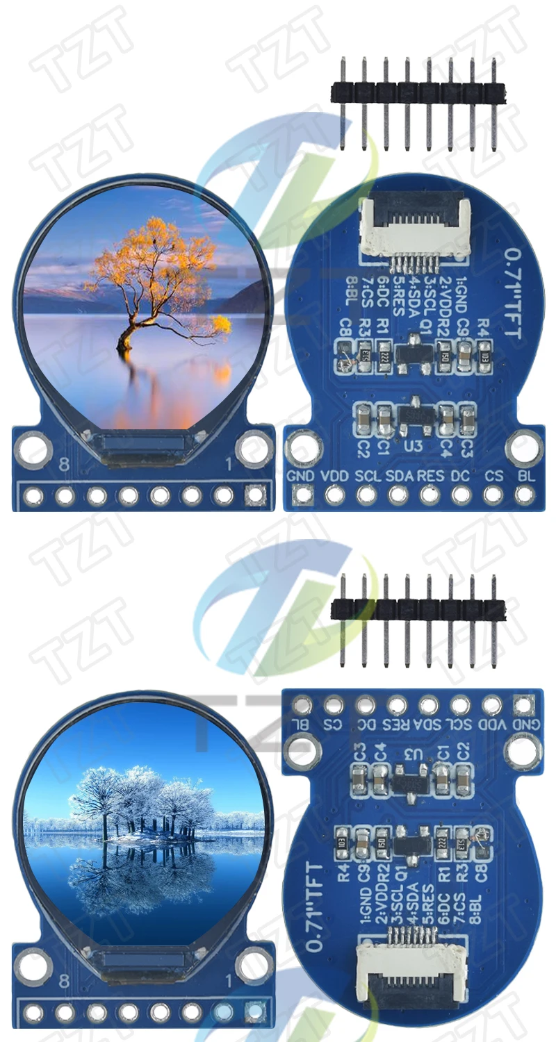 1/2/5PCS TZT 0,71 Zoll TFT LCD Display Modul Rund RGB 160*160 GC9A01 Treiber 8PIN SPI Schnittstelle 160x160 PCB Für Arduino – Detail 3