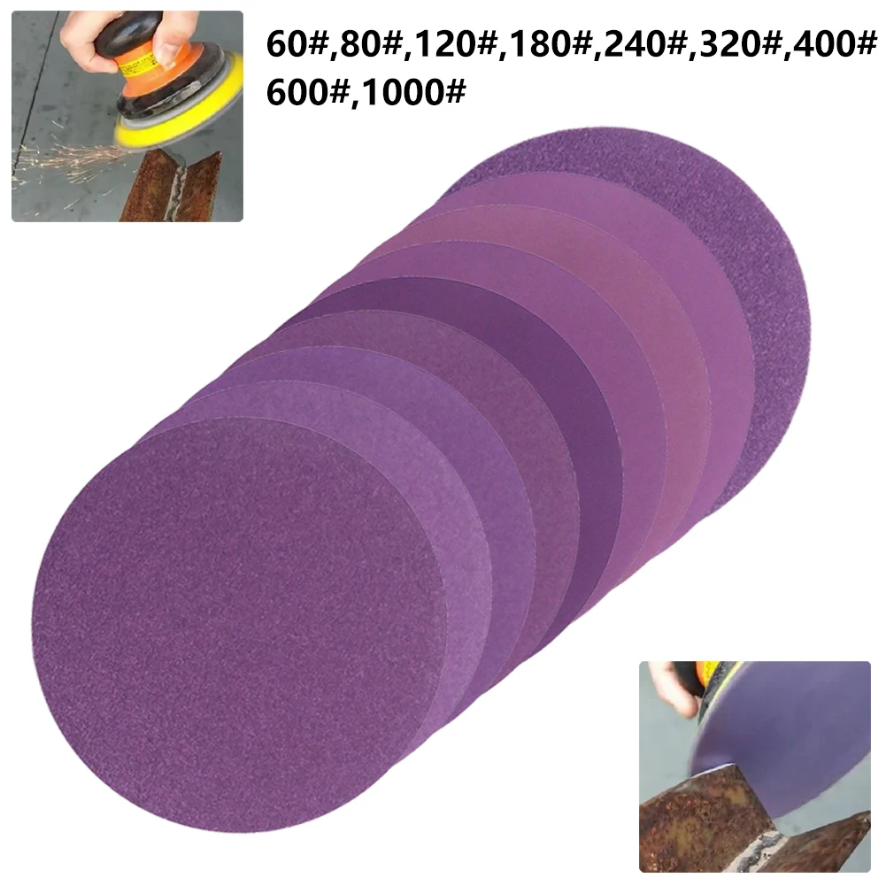 

5pcs Waterproof White Corundum Sandpaper 5 Inch Sanding Disc 60-1000Grit Sandpaper For Wood Furniture Metal Automotive Polishing