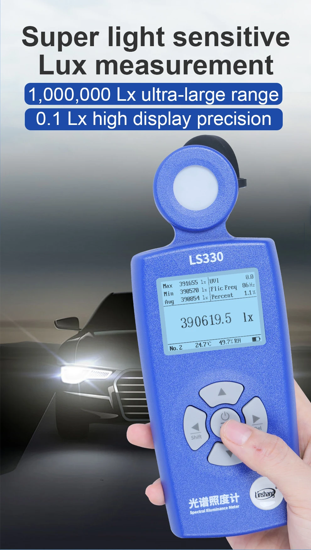 Professional Spectral Light Meter 0-1000000Lux Lux Meter LS330 Luxmeter PPFD CCT