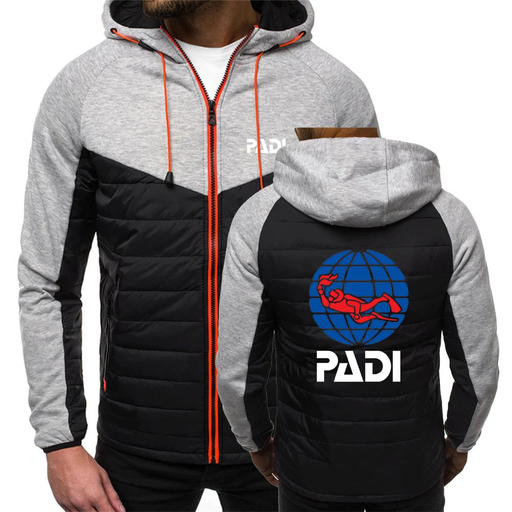 2023 men's new diving driver Padi autumn and winter seven-color printed cotton color matching design exquisite hooded coat.