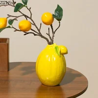 Creative Lemon Ceramic Vase Desk Decoration Artificial Flower Decorative Flowers Arrangement Floral Vases Room Aesthetic Decor 1