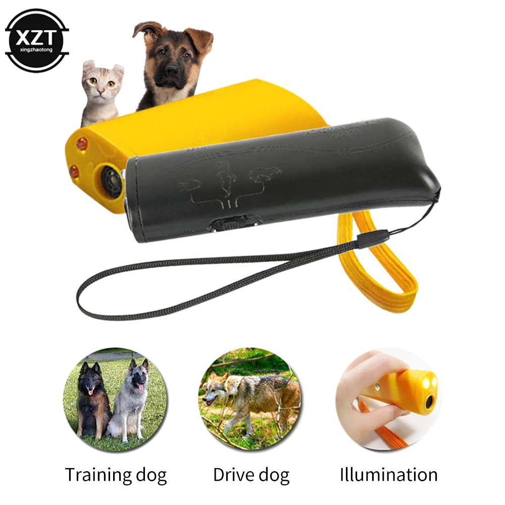 Pet Dog Repeller Anti Barking Stop Bark Training Device Trainer LED Ultrasonic 3 in 1, Pet Dog Repeller