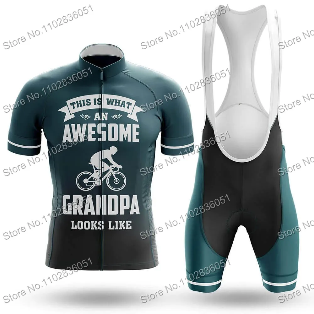 Cycling Jersey Set Awesome Grandpa Cycling Clothing Kits Black Road Bike Shirts Suit Bicycle Bib Shorts MTB Maillot Culotte
