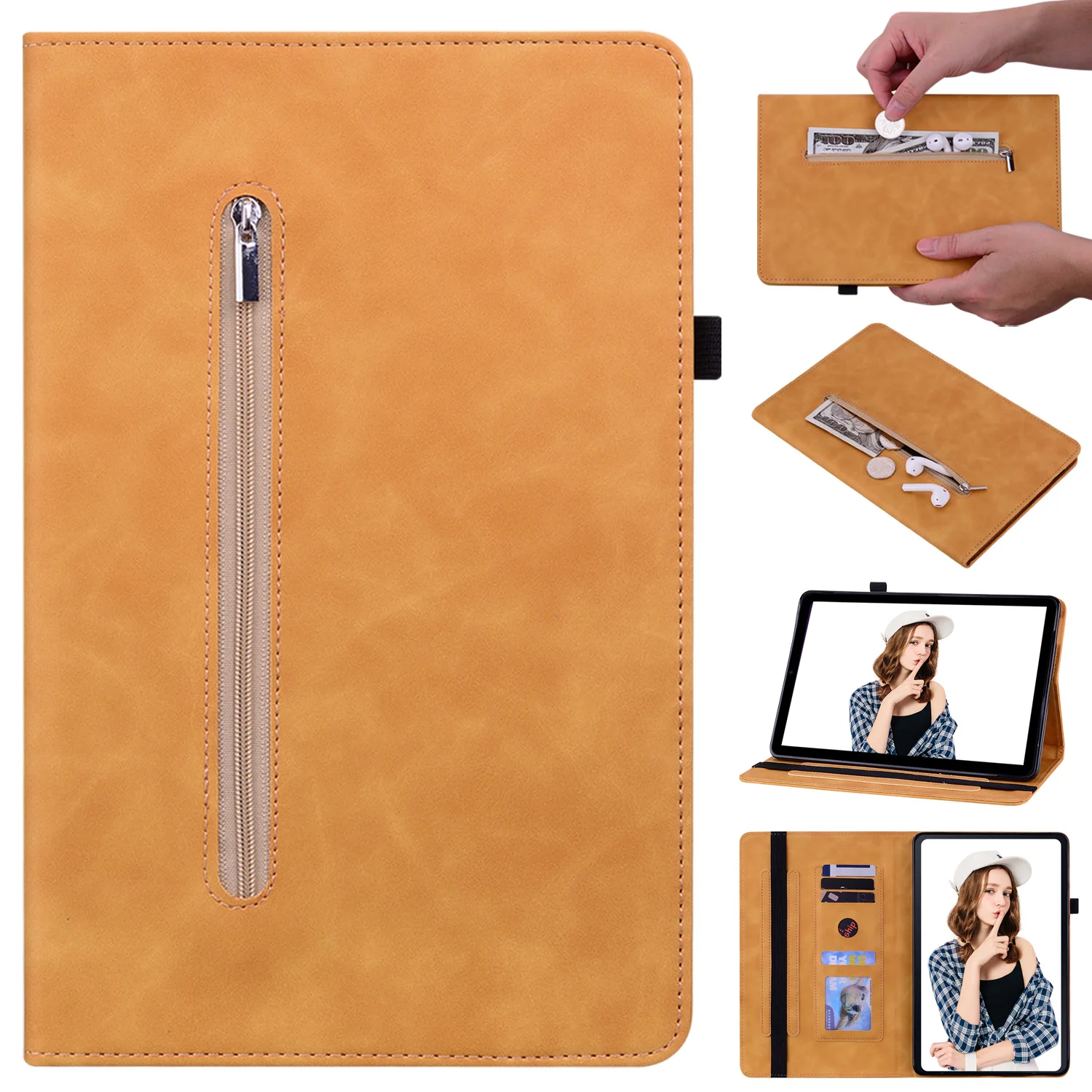 Custodia Per Oppo Pad 11 Pad Air Realme Pad 10.4 Pollici Pad X Realme Pad Mini 8.7 Realme Cremallera Supporto In Pelle Flip Tablet Cover