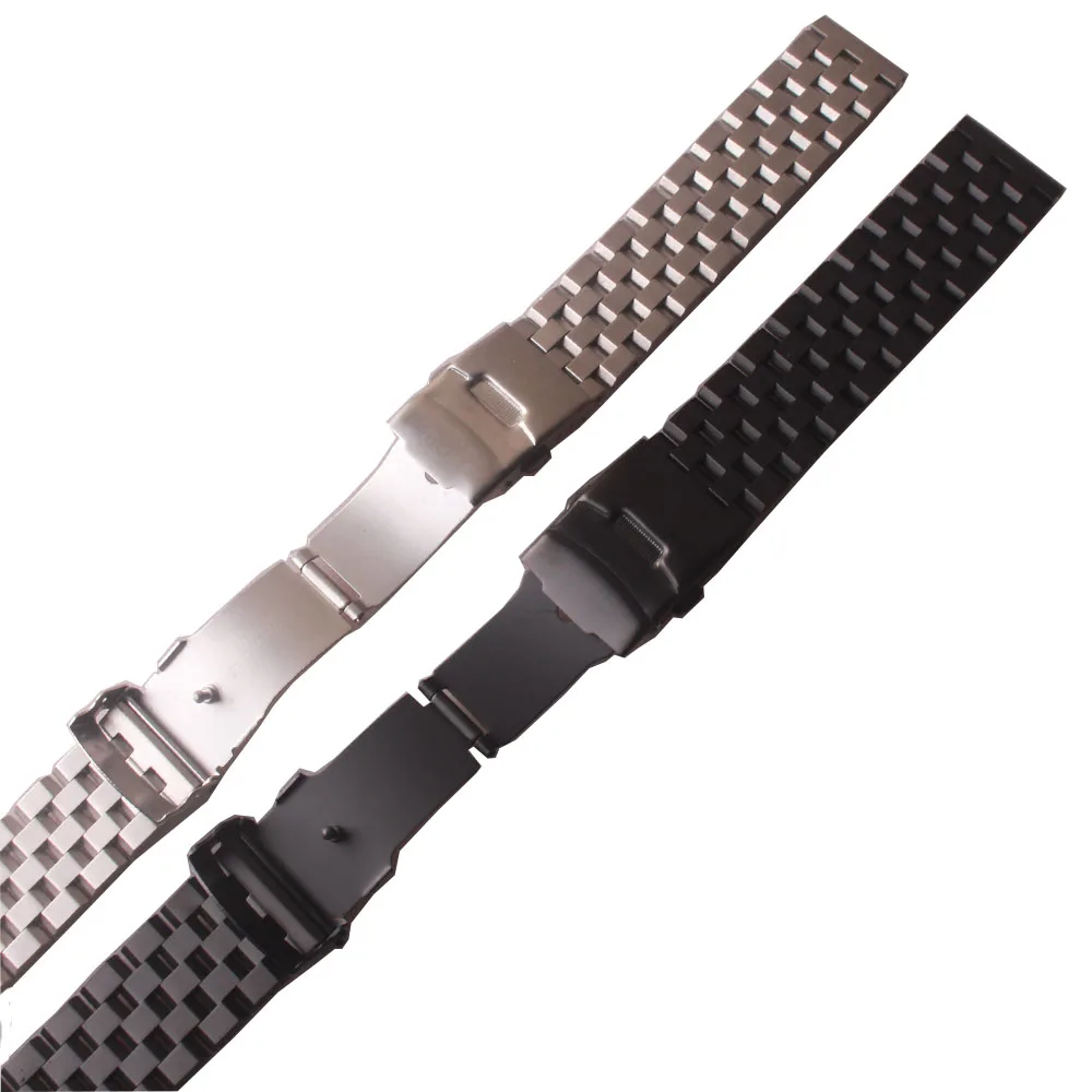 

20mm 22mm 24mm Stainless Steel Watchband Men Solid End safety buckle Wrist Bracelet Band Accessories for Seiko Rolex Tudor Omega