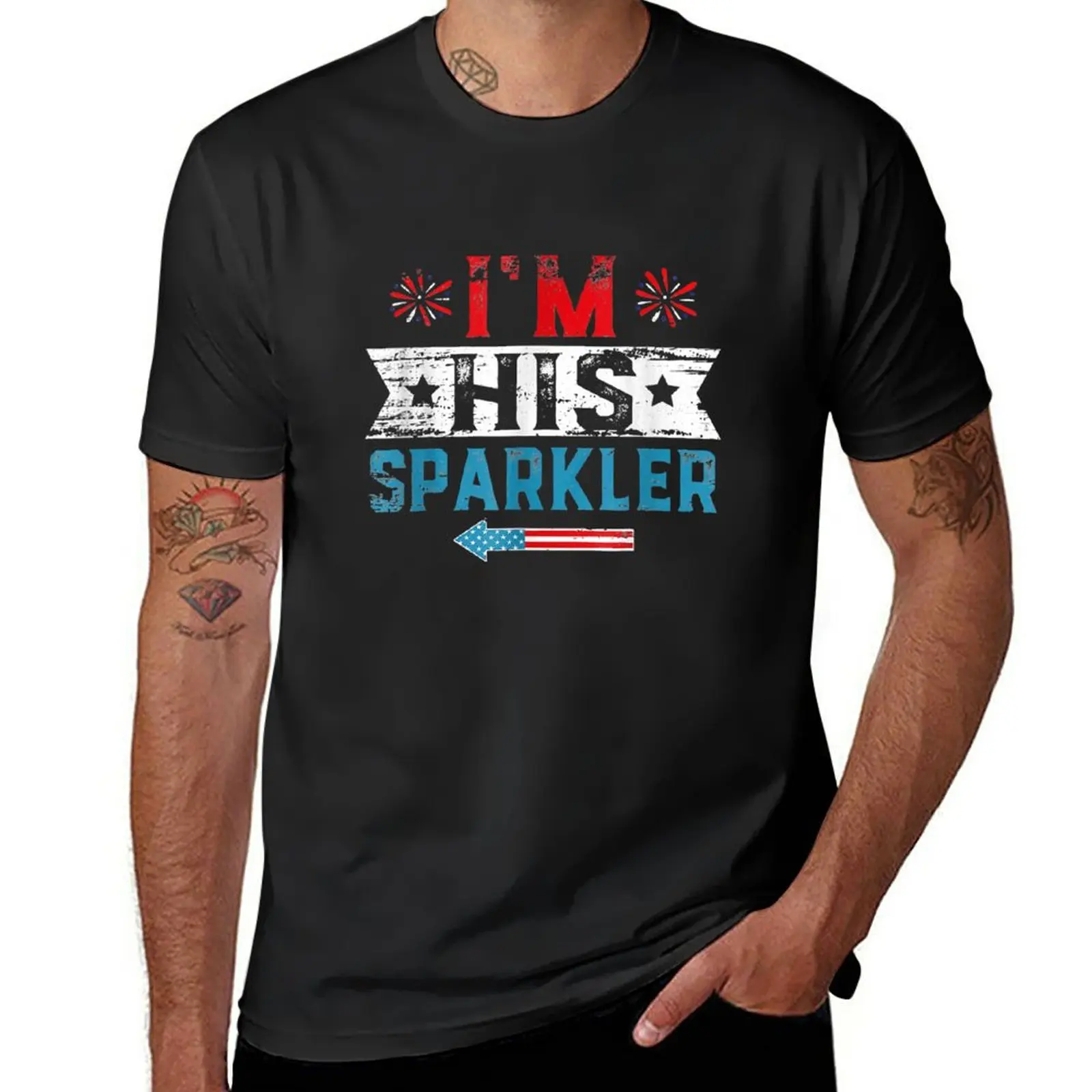 

New Im His Sparkler His And Her 4th Of July Matching Couples T-Shirt custom t shirts design your own t shirts for men cotton