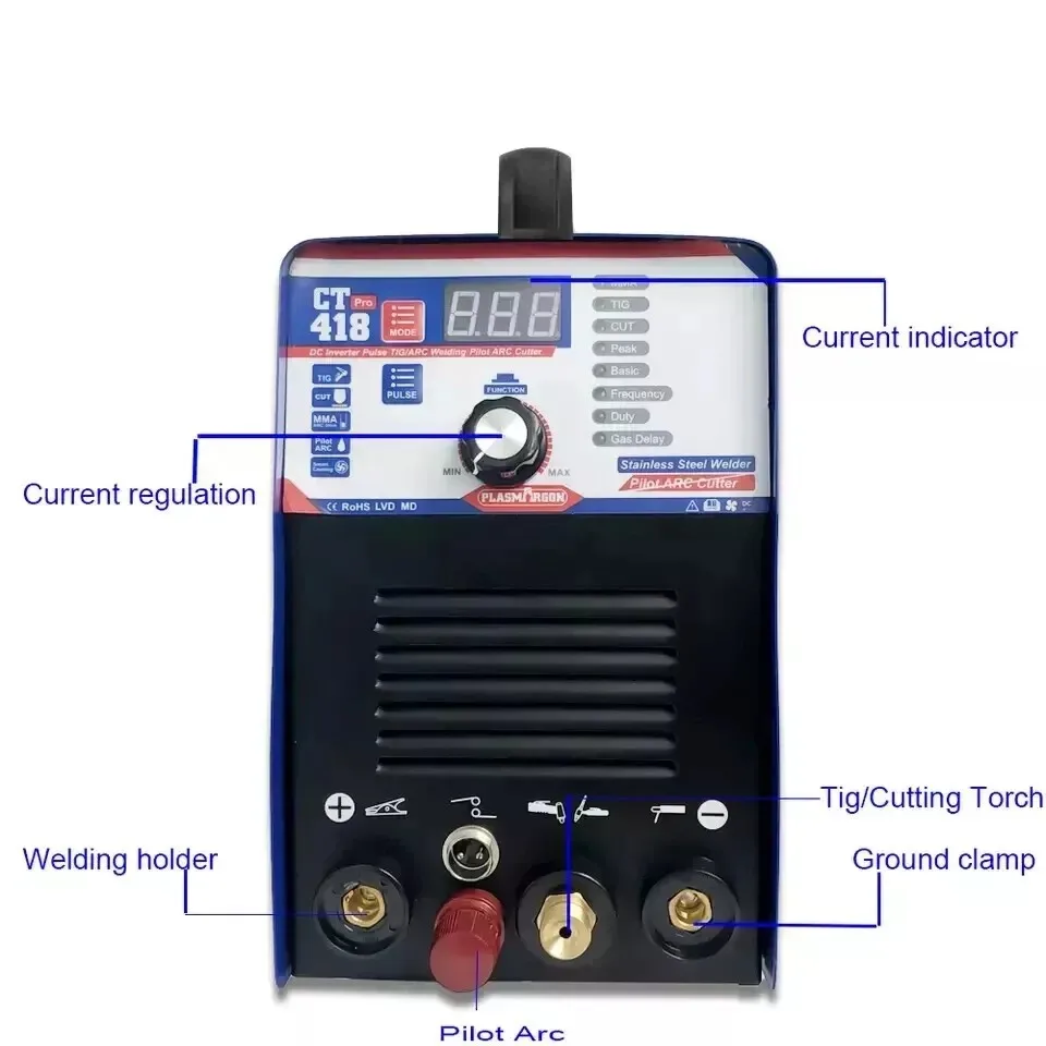 CT418P 3-in-1 IGBT Combo Plasma Cutter TIG Welder TIG/MMA Welder Machine 2