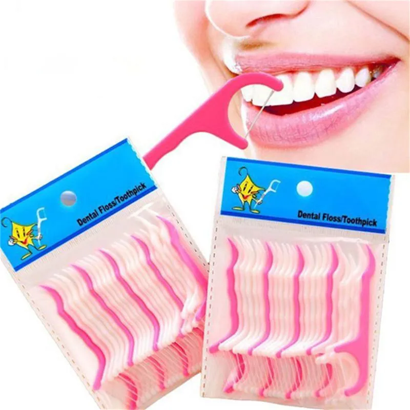 

20 Pcs/Pack Disposable Dental Flosser Interdental Brush Teeth Stick Toothpicks Floss Pick Oral Gum Teeth Cleaning Care