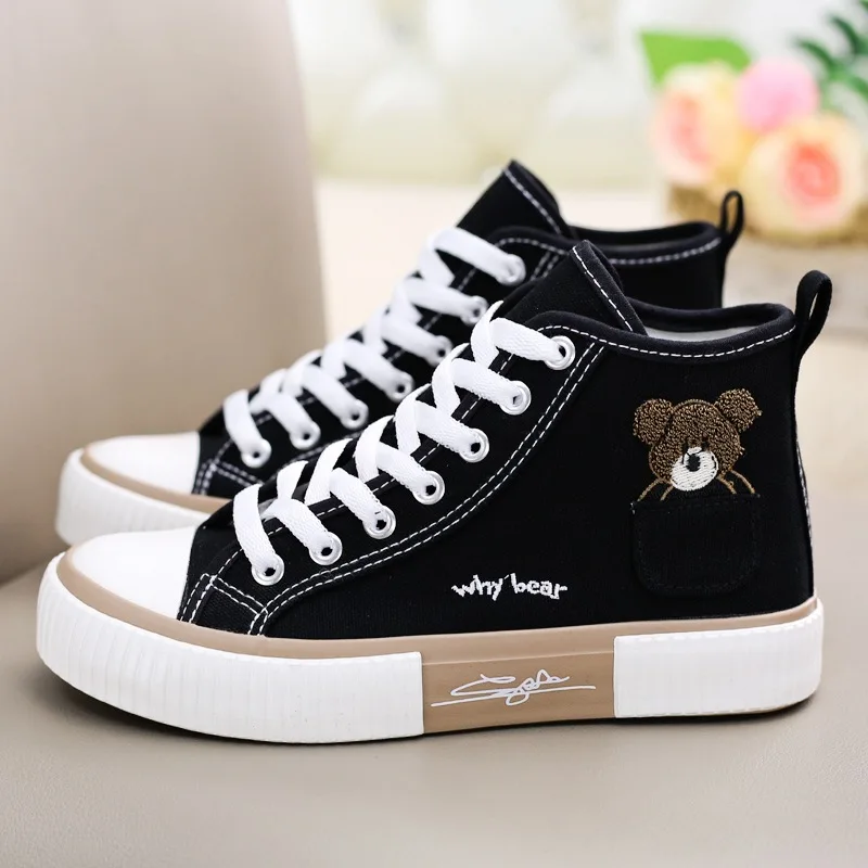 Bear-High-top-Shoes-Canvas-Shoes-All-match-Sneakers-Spring-Casual-and ...