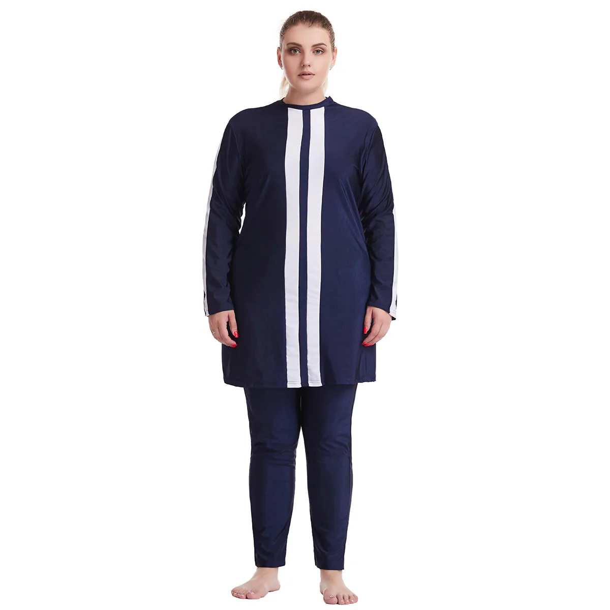 

Plus Size 3PCS Muslim Modest Swimwear for Women Full Cover Islamic Long Sleeve Burkini Turban Maillots De Bains Musulmans Femme